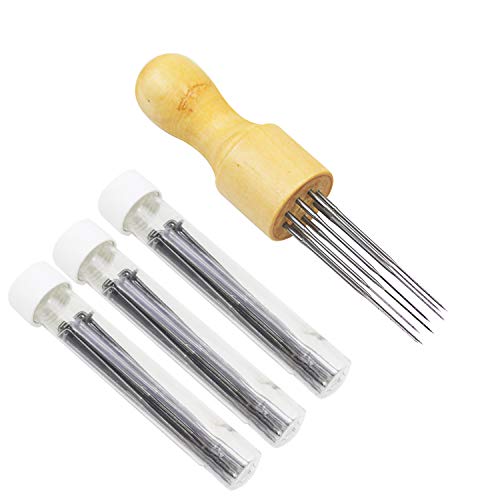 Luckkyme Needle Felting Kit Wool Felting Supplies with 60 Pieces Felting Needles, 1Pcs 8-Needle Wooden Handle Tool for DIY Felting Wool Projects Beginner and Professional - Thumbnail 7