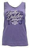 Harley-Davidson Women's Crossed Flag Shimmer V-Neck Tank Top, Purple Haze
