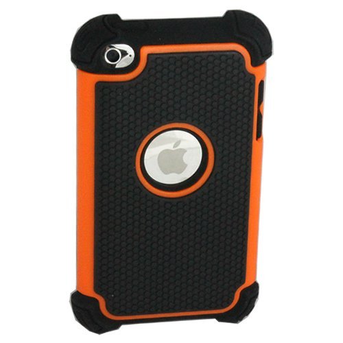 ASleek Hybrid Orange and Black Armor Case Cover for Apple iPod Touch 4th Generation 4G