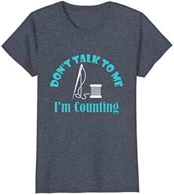 Womens Funny Cross Stitch T-Shirt Don't Talk To Me I'm Counting XL Heather Blue