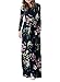 ZESICA Women's Floral Print Long Sleeve Pockets Empire Waist Pleated Long Maxi Dress