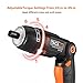 Electric Screwdriver, SDH13DC Cordless Rechargeable Screwdriver 3.6V 2.0Ah Lithium Ion Battery MAX Torque 4N.m, 3 Flexible Position and 6 Torque Setting, Front LED and Rear Flashlight