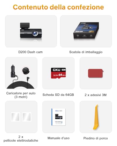 GKU 4K Car Dash Cam with UHD 2160P, Dashcam Car with WiFi 5.8GHz, 64G SD Card, 24H Parking Monitor, Super Night Vision, 170° Wide Angle, WDR, G-Sensor, Loop Recording, Max 256G