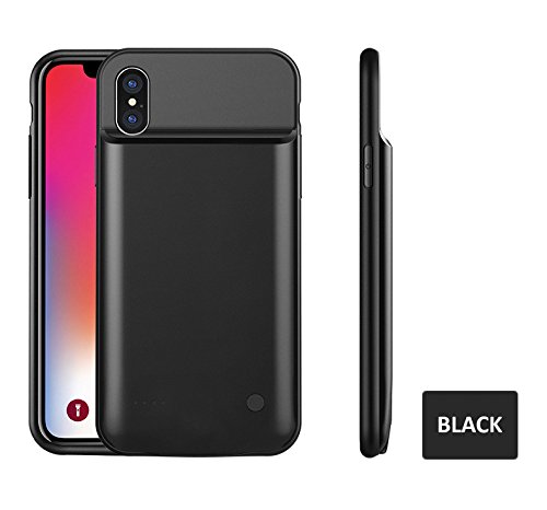 iPhone X Battery Case, Mooncity Extended Charging Case Rechargeable Battery Pack Slim Backup Battery Charger Case Power Bank 3200mAh +Free Screen Protector as Gift-Black