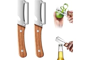 2-in-1 Multifunctional Vegetable Peeler for Kitchen with Ultra-Sharp Stainless Steel Blade & Ergonomic Wood Handle - Effortle