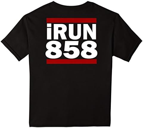 unisex-child BACK DESIGN Cool I Run 858 area code T Shirt San Diego Runni 4 Black