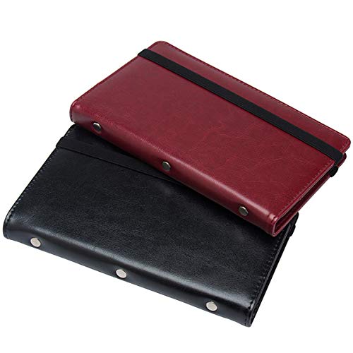 Enyuwlcm PU Leather Business Card Book Organizer Journal Name Card Book Holder with Elastic Closure Hold 240 Cards Wine Red - Thumbnail 4