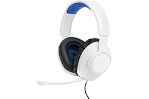 JBL Quantum 100P - Wired Over-Ear Gaming Headset with a Detachable mic, QuantumSOUND Signature, Memory Foam Comfort, Compatible with Windows Sonic Surround Sound (White)