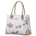 Womens Vintage Shoulder Bag All-over Flowers Pu Leather Tote Purse Cross Body Handbag (White)