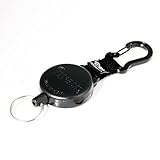 KEY-BAK #488B Retractable Reel with 48 inch (120 cm) Kevlar Cord, Durable Polycarbonate Case, Zinc Alloy Carabiner, Split Ring