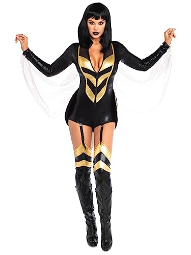 Leg Avenue Hornet Wasp Honey, Panamas Femme, Noir (Black, Gold), (Taille Fabricant: Medium 10-12)