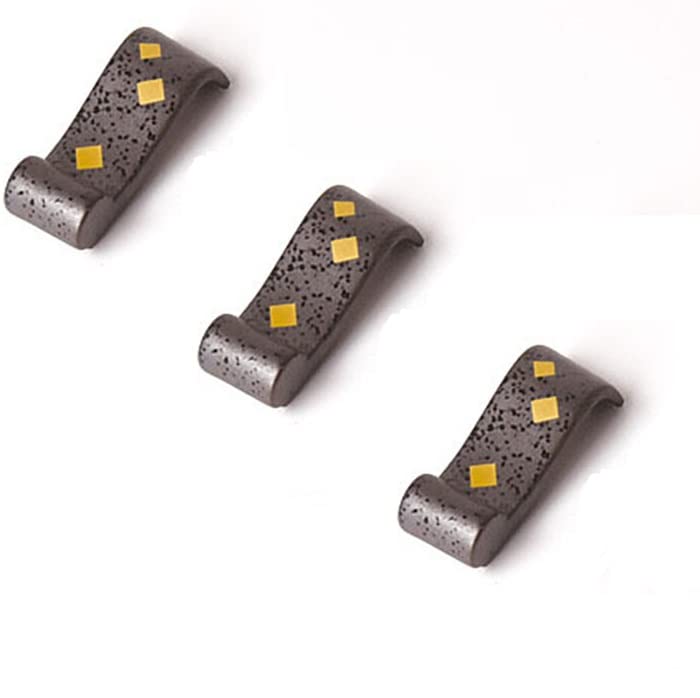 Yamako Set of 3 Traditional Japanese Ceramic Chopstick Rests, Black and Gold Chopstick Holder, Made in Japan 15584