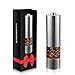 Electric Salt and Pepper Grinder Stainless Steel Spice Mill Automatic User Friendly Button Adjustable Coarseness See-Through Design Battery Operated by LUUKMONDE(Pack of 1)