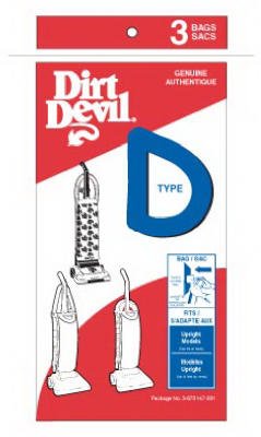 Dirt Devil Vacuum Bag Type D Fits Dirt Devil Pack / 3