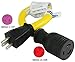 Conntek P515L530 1-Feet Generator Adapter 15-Amp U.S Plug to 30-Amp Locking Female Connector L5-30R, 125 Volts, Male-to-Female Connector, Yellow