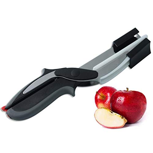Food Chopper,Stainless Steel Knife and Cutting Board 2 in 1, Quick and Easy Cutting in Your Kitchen as Food shears, Food Scissors, Vegetable Slicer, Fruit Cutter