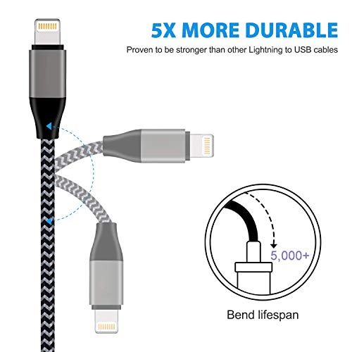 Phone Charger Cable, Lightning Cable Nylon Braided Charging Cord 4Pack 3FT 3FT 6FT 10FT Compatible Phone X 8 7 7 Plus 6 Plus 5 iPad and iPod Nano - Black