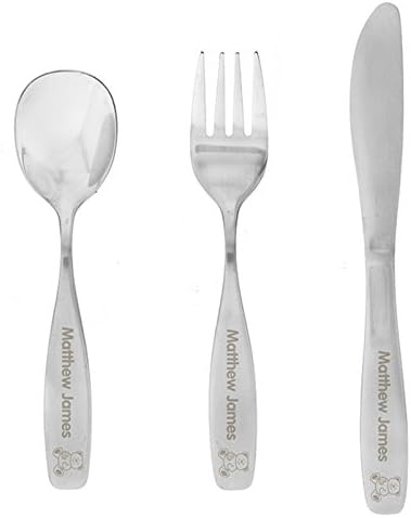 Personalised 4 Piece Teddy Cutlery Set