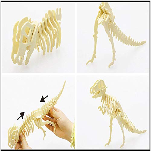 Dinosaur Puzzles 3D Wooden Building Blocks Toys Manual DIY Stereo Model Diagram Creative Assembled Educational Toy for Adults and Kids