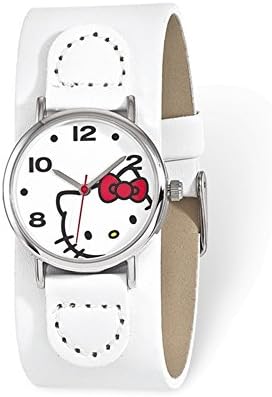 Hello Kitty White Dial w/Red Bow White Faux Leather Watch