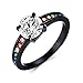 Dreamy Black Main Gem Rainbow Ring - Gay & Lesbian Pride Ring (Great as Gay Gift or Wedding Marriage or Engagement band)