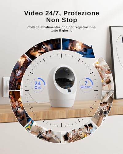 NUASI 24/7 Recording 4G LTE Internal Camera with SIM, 2K Indoor Camera 4g, 360° PTZ Camera Indoor Surveillance, Motion Detection, 2-Way Audio