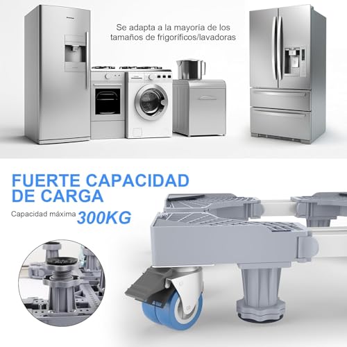 Besswin Base para Lavadora, Base Móvil Universal con 8 Patas Fuerte y 4 Ruedas Doble, Base para Refrigerador Multifuncional Portátil de Ajustable 46-70cm),Soporte Para Refrigerador,Lavadora y Secadora