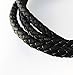 Glory Qin 3 Yards Round Folded Bolo Braided Genuine Leather Cord for Making Bracelet & Jewelry (Black, 6mm)