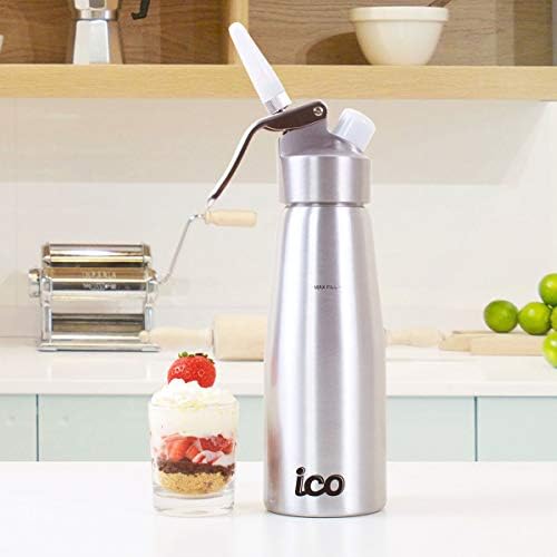 ICO Siphon à Chantilly Professionnel 500ml en Aluminium pour Mousses et Crèmes (Chaud et Froid)