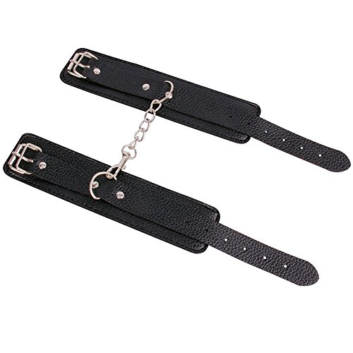 image for Unihoh PU Leather Handcuff Litchi Pattern Adjustable Durable Cuffs Sof