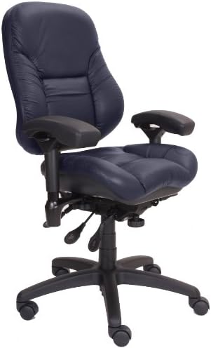 BodyBilt J2507x Indigo Ultraleather High Back Thoracic Support Task Ergonomic Chair with Arms, 22" Length x 21.50" Width Backrest, 21" Width Seat, Grade 4