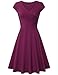 Laksmi Women's v-Neck Solid Short-Sleeve Knee Fit-and-Flare Dress, Magenta, Medium