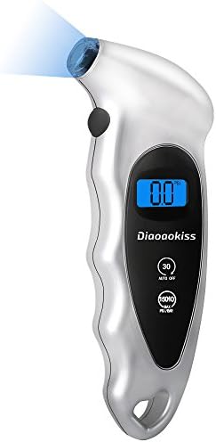 Diaoaokiss Digital Tire Pressure Gauge, Digital Tire Gauge 150PSI 4 Settings with Backlit LCD Display for Car Trunk Motorcycles Bicycles (Silver)