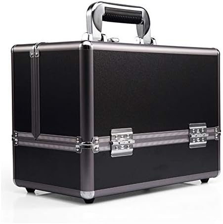 KINYNE Large Make Up Box, 6 Trays Storage Beauty Box Vanity Case Makeup Organiser Nail Jewelry Cosmetic Box Artist Storage Case Makeup Train Case
