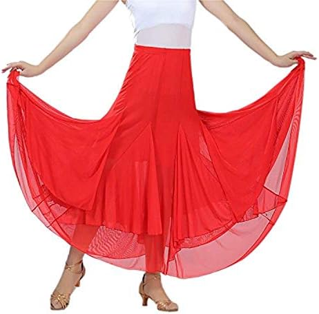 NFACE Elegant Ballroom Dancing Waltz Dance Party Long Swing Mesh Skirt