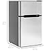 Best Choice Products 34in Double Door Stainless Steel Compact Mini Refrigerator for Home, Office, Dorm with 3.2 Cubic Feet Capacity, Freezer, Ice Tray, Scraper, Silver