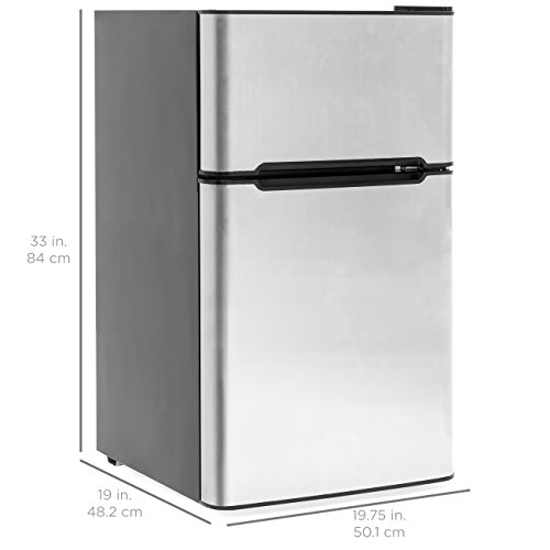 image for Best Choice Products 34in Double Door Stainless Steel Mini Refrigerato