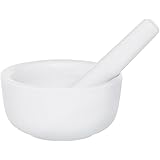 HIC Kitchen HIC Mortar and Pestle Spice Herb Grinder Pill Crusher, Fine-Quality Porcelain, 3.5-Inch, White
