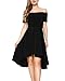 Mixfeer Women Off The Shoulder Dress High Low Cocktail Dress High Low Skater Dress Black