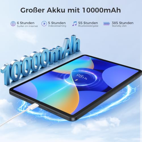 Tablet 12.2 Inch Android 16 Tablets, 32GB RAM + 256GB ROM, 2400 x 1600 IPS 10000mAh Tablet Octa-Core T7300, 5+16MP/Gemini AI/Widevine L1/TÜV Rheinland/18W Fast Charge/IP54 Waterproof