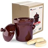 TSM Products Polish Fermenting Crock with Stone Weights, 5 L, Burnt Sienna