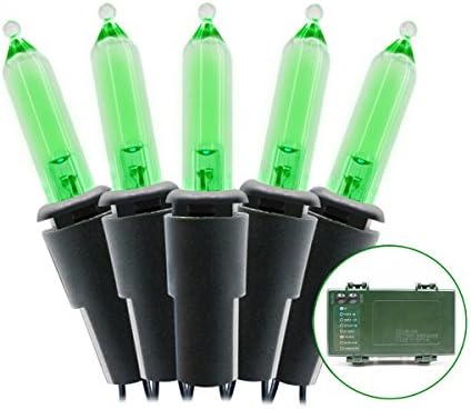 Lalapao Battery Operated String Lights 50 LED M5 Clear Mini Christmas Lighting Decor Timer for Outdoor Indoor Xmas Tree Patio Lawn Holiday Garden Home Party Decorations (Green)
