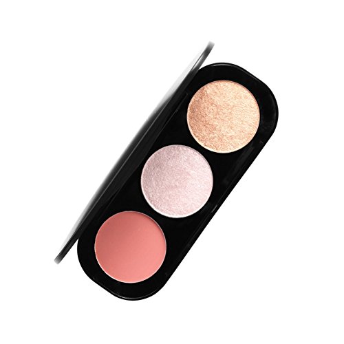 Spdoo Shimmer Highlighter & Bronzer & Blush 3 in 1 Cosmetic Powder Palette
