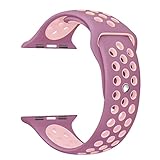Yearscase 38MM Soft Silicone Sport Replacement Band with Ventilation Holes for Apple Watch Nike+ and Apple Watch Series 1 2, M/L Size ( Violet Dust/Plum Fog )
