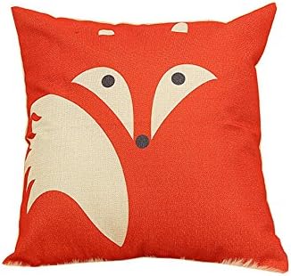 WarmPlus "Cute Cartoons" Red Fox 18x18in Cotton Linen Throw Pillow Case, Pillowcase