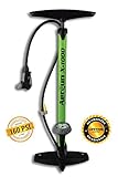 AerGun X-1000 Bike Pump – Unique AerTight Pump Head for EASIEST use with both Presta and Schrader Bicycle Pump Valves – Pressure Gauge – 160 PSI – Plus Bonus: eBook on Tires