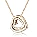 Mondaynoon Deal of the Gift I Love U Forever Women's Dual Heart Pendant Charm Necklace Created Clear Austrian Crystal, 15.7