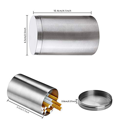 Groupcow 2.5 x 4.1 Inch High Quality Cigarette Can, High Capacity Stainless Steel Storage Tank, Cigarette Case For 100mm (Silver)