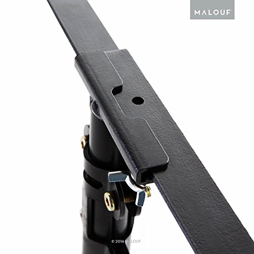 MALOUF Structures Hook-on Metal Bed Rails with Center Bar and Adjustable Height Support Foot, Twin/Full, Black