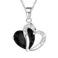 bjlongyi Personalized Necklace for Women,Hollow Multicolor Heart Pendant Faux Rhinestone Chain Jewelry Gift Black